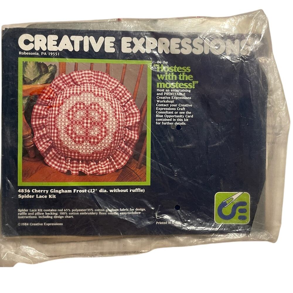 Creative Expressions Spider Lace Kit | Cherry Gingham | 1984 Vintage New in Bag